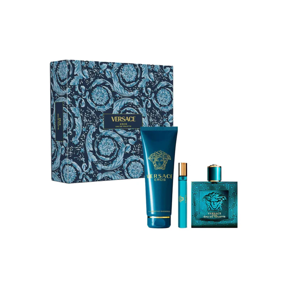 Versace Eros 100ML EDT + 10ml Mini + Gel Para Hombre